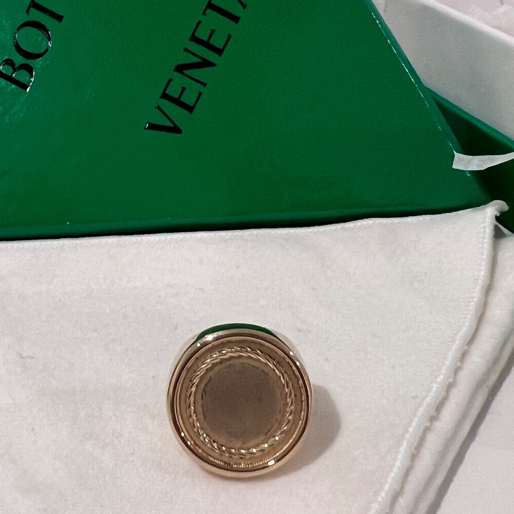 Bottega Veneta Gold Circle Signet Ring Rope Detail Size 15 IT = 7.5 US